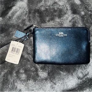 BRAND NEW COACH blue metallic wristlet (NWT)